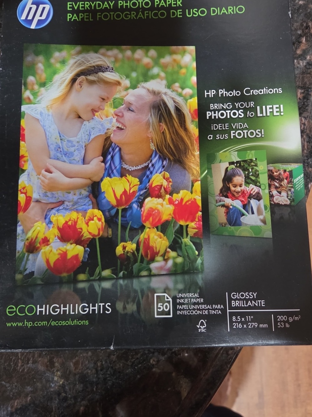 HP Photo Paper Pack with Green and Black Packaging